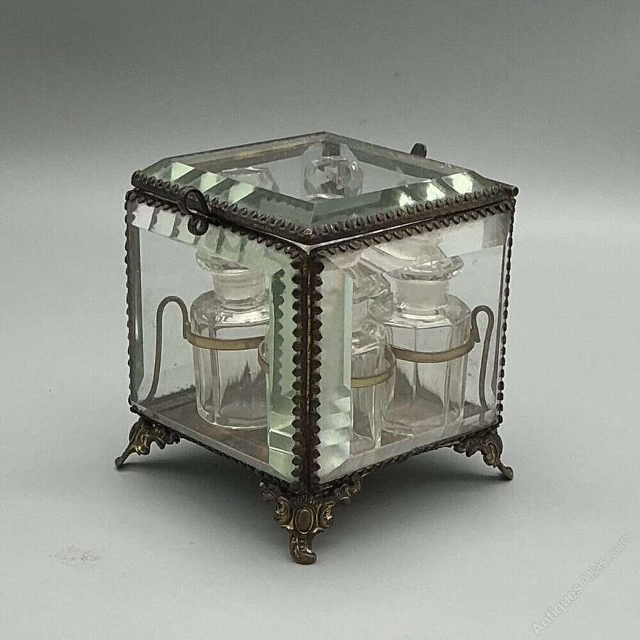 Antique French Ormolu And Glass Scent Case