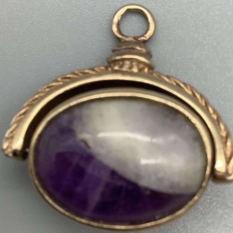 Antique Blue John And Tigers Eye Fob