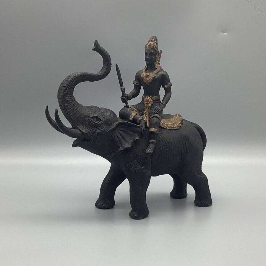 Antique Figure Of A Warrior And Elephant