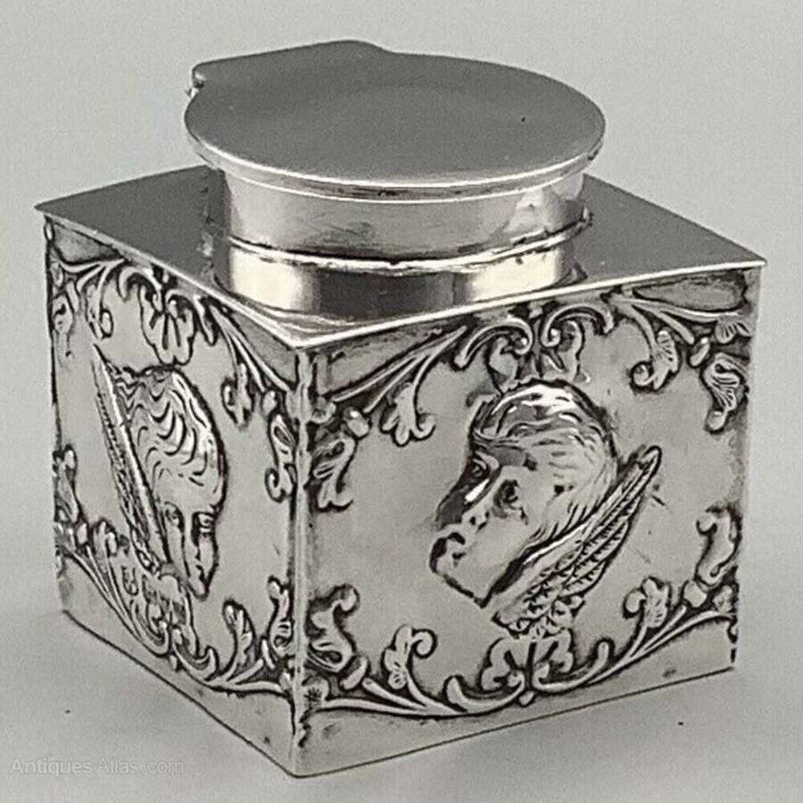 Antique Silver Inkwell