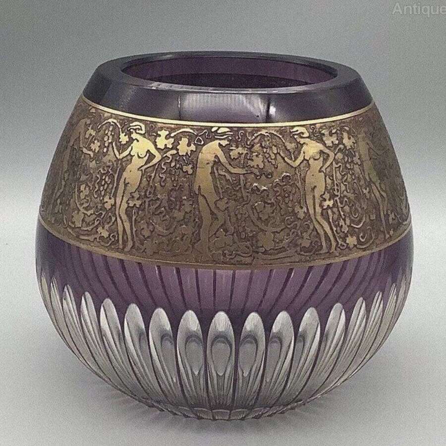 Moser Flash Overlaid Amethyst Glass Vase