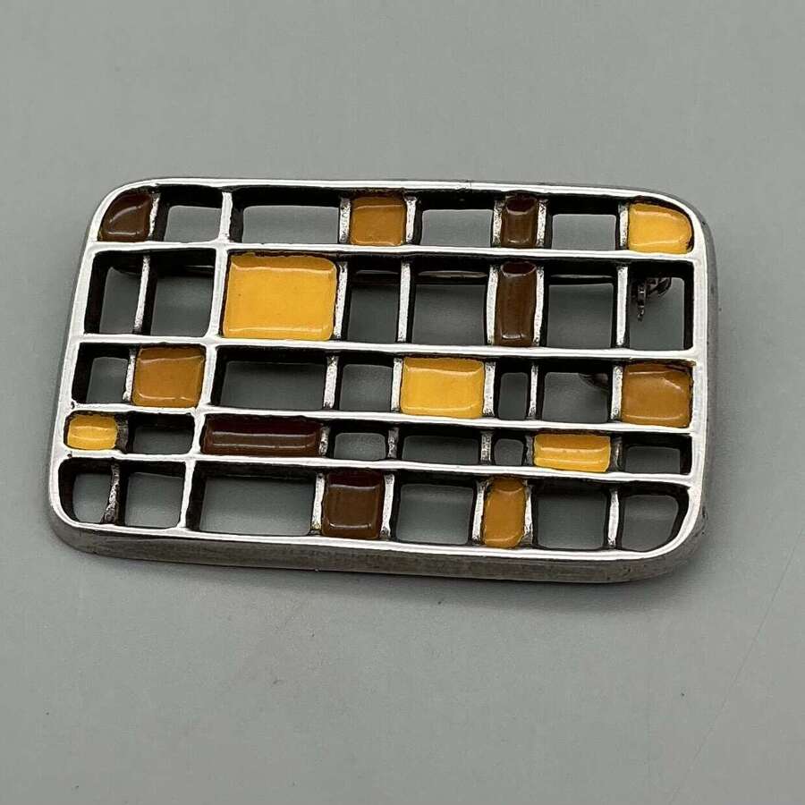 David Andersen Norway Sterling Silver & Enamel Brooch Pendant, 1960