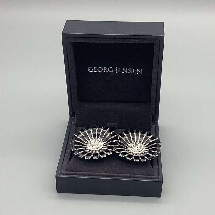 Georg Jensen black enamel and silver earrings