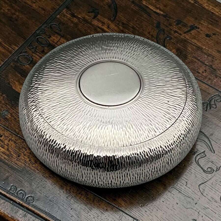 Arts & Crafts Silver Circular Tobacco Box