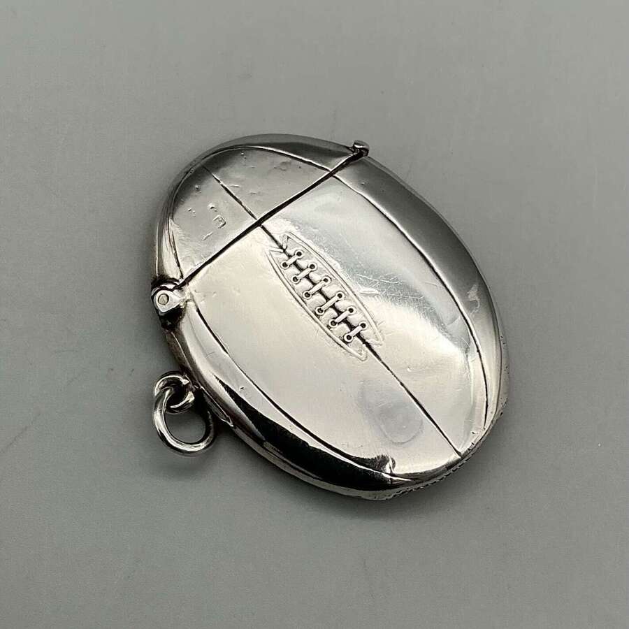 Victorian Silver &ldquo;Football&rdquo; Vesta Case by Sampson Mordan & Co