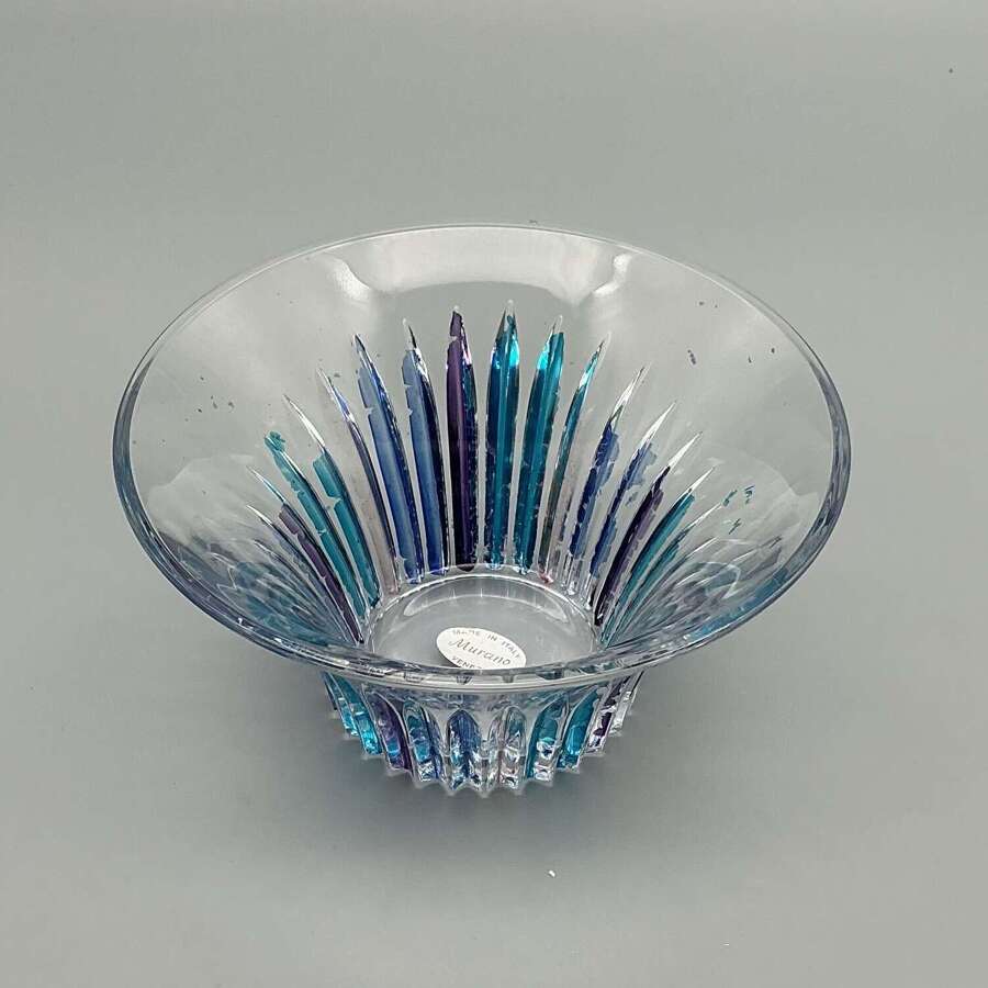 Vintage Murano Glass Bowl with Multicolour Details &ndash; Made in Italy