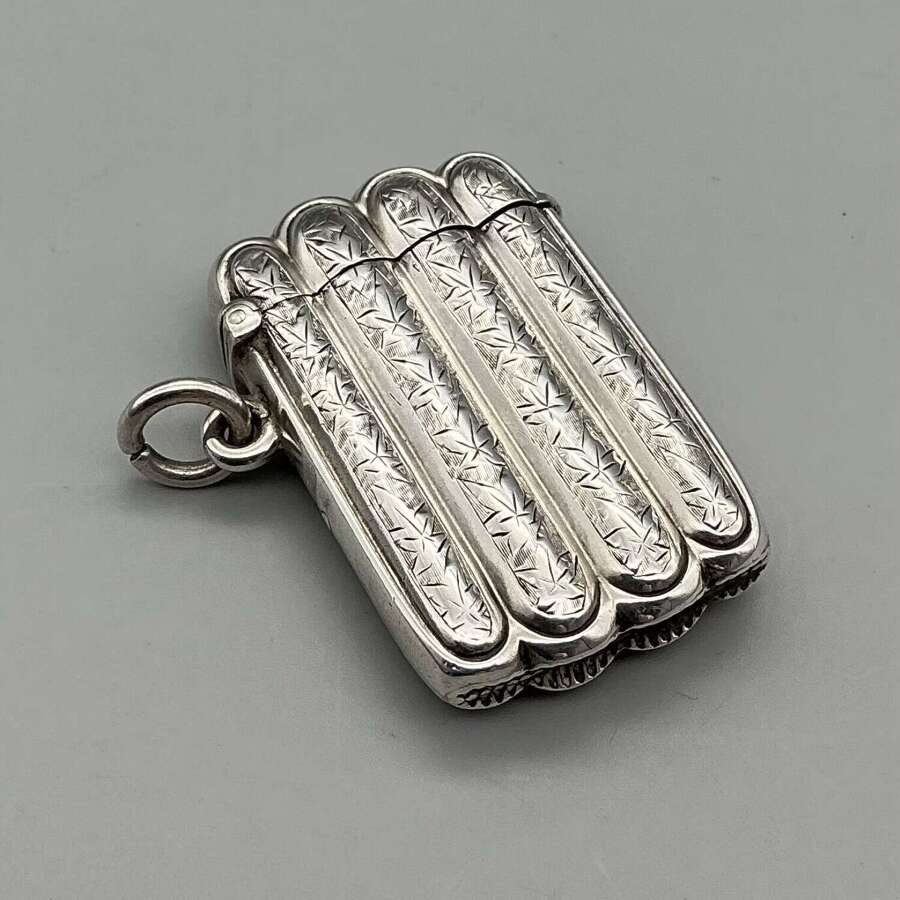 Antique English Edwardian solid silver novelty cigar vesta case, by Charles Horner & Co, H