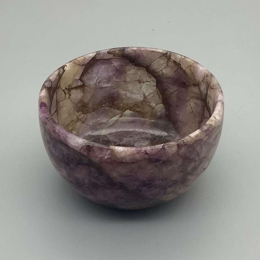 Antique 19th-Century Blue John Turned Bowl &ndash; Rare Derbyshire Fluorite