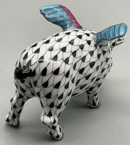 Herend “Flying Pig” Porcelain Figurine – Limited Edition Farmyard Collection