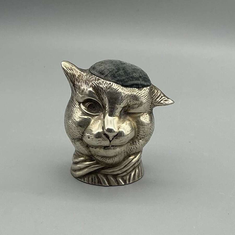 Antique novelty Cat pin cushion