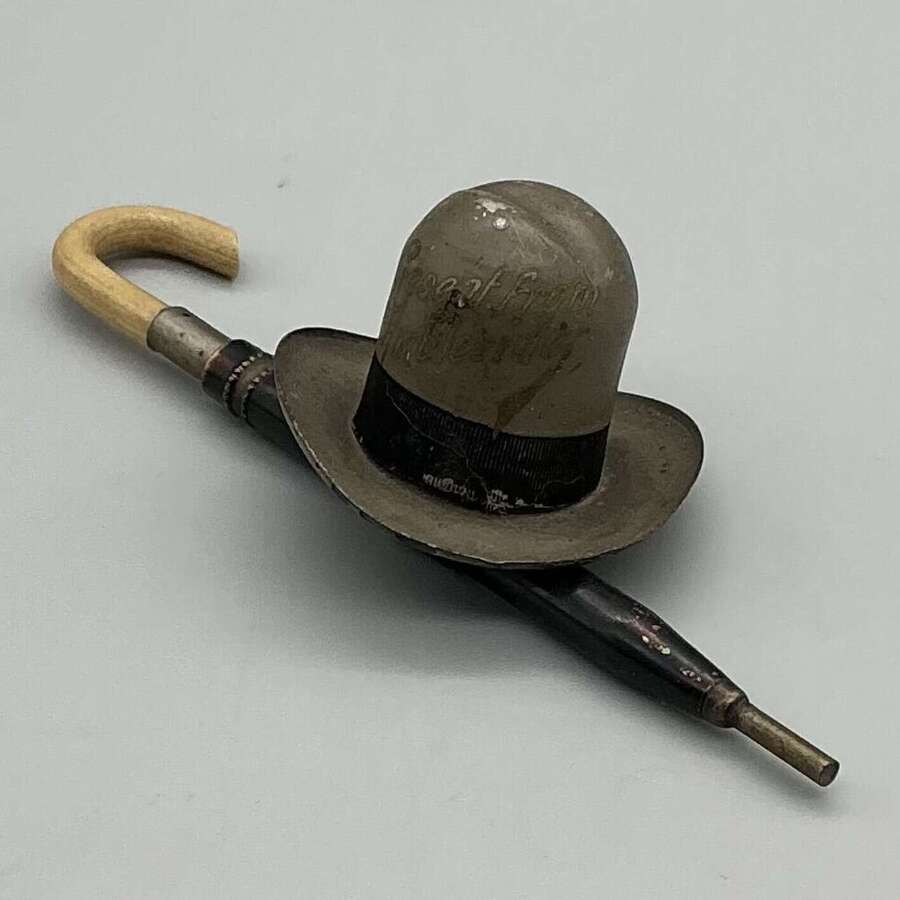 Antique 10 Gallon Hat and Umbrella Novelty Travelling Inkwell